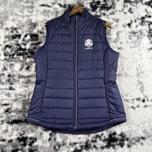 Cutter & Buck Vest Women Size Large CB Weathertec Puffer Full Zip Navy Ryder